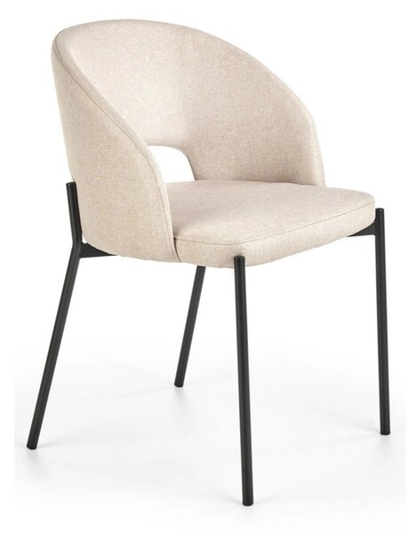 Scaun dining modern K373, bej/negru, stofa clasica/metal, 51x57x77 cm