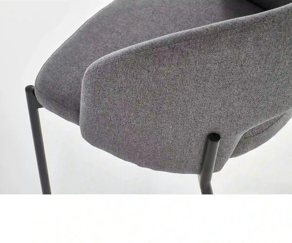Scaun tapitat stofa clasica K373, gri/negru, 51x57x77 cm