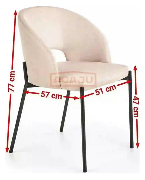 Scaun tapitat stofa clasica K373, gri/negru, 51x57x77 cm