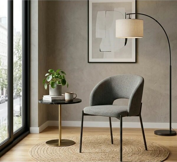 Scaun tapitat stofa clasica K373, gri/negru, 51x57x77 cm