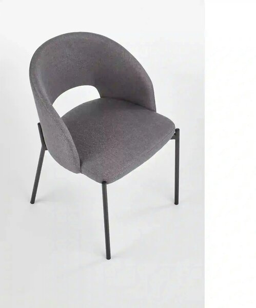 Scaun tapitat stofa clasica K373, gri/negru, 51x57x77 cm