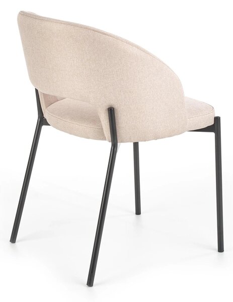 Scaun dining modern K373, bej/negru, stofa clasica/metal, 51x57x77 cm