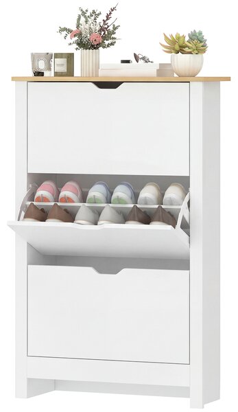 HOMCOM Dulap Slim pentru 18 Pantofi, 3 Sertare cu 2 Rafturi Reglabile Alb | Aosom Romania