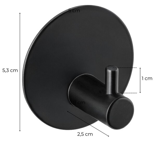 Erga Dapi, cârlige autoadezive pentru prosoape fără găurire, 4 buc, Ø 5,3 cm, negru mat, ERG-YKA-CH.DAPI4-BLK