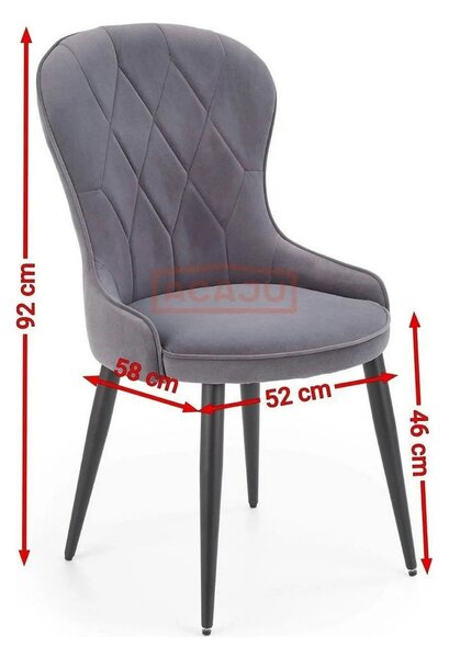 Scaun K366, verde inchis/negru, stofa catifelata/metal, 52x58x92 cm