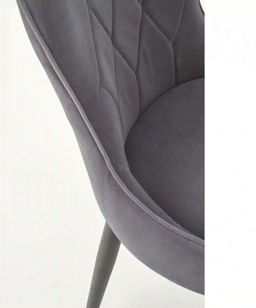 Scaun gri inchis K366, stofa catifelata/metal, 52x58x92 cm