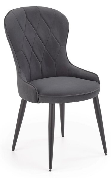 Scaun gri inchis K366, stofa catifelata/metal, 52x58x92 cm