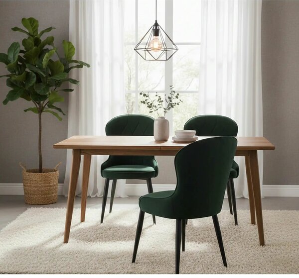 Scaun K366, verde inchis/negru, stofa catifelata/metal, 52x58x92 cm