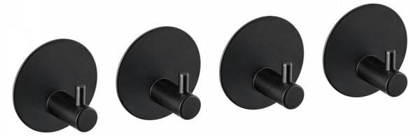 Erga Dapi, cârlige autoadezive pentru prosoape fără găurire, 4 buc, Ø 5,3 cm, negru mat, ERG-YKA-CH.DAPI4-BLK