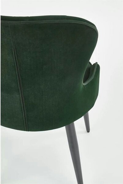 Scaun K366, verde inchis/negru, stofa catifelata/metal, 52x58x92 cm