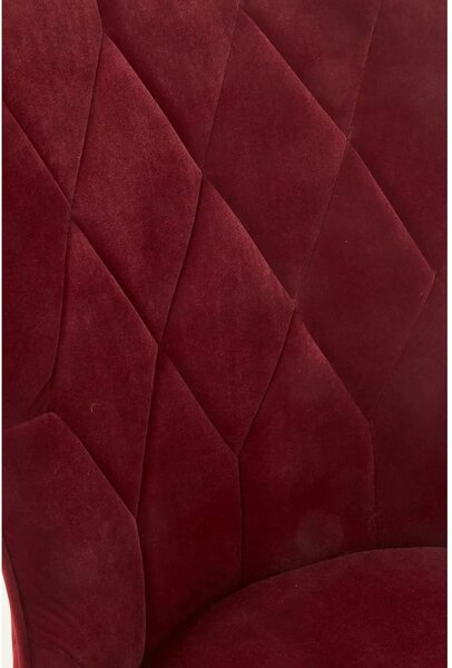 Scaun bucatarie visiniu/negru K366, stofa catifelata/metal, 52x58x92 c