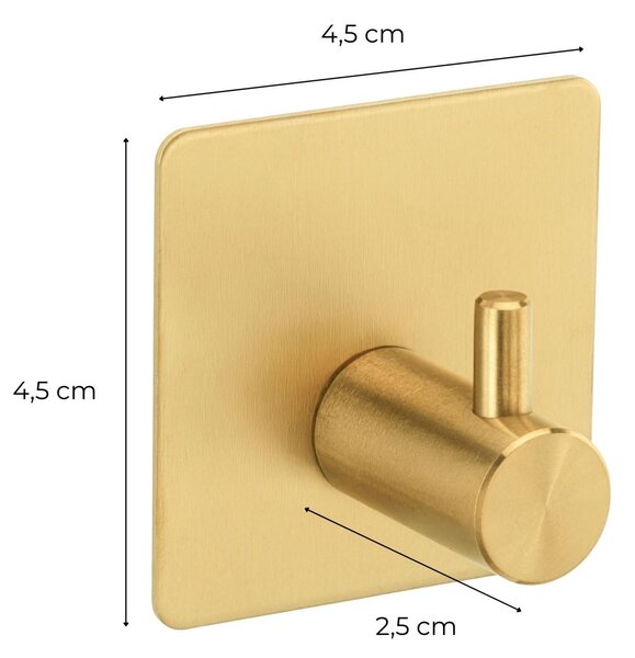 Erga Pad, cârlige autoadezive pentru prosoape fără găurire, 4 buc, 4,5×4,5 cm, auriu mat, ERG-YKA-CH.PAD4-GLD