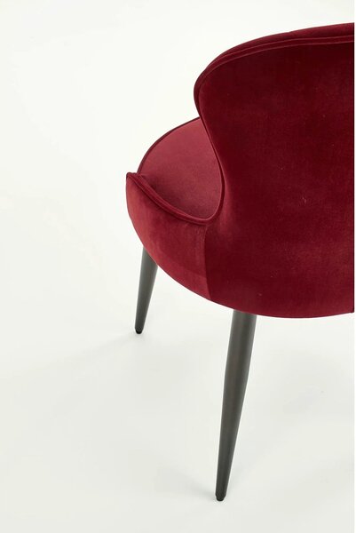 Scaun bucatarie visiniu/negru K366, stofa catifelata/metal, 52x58x92 c