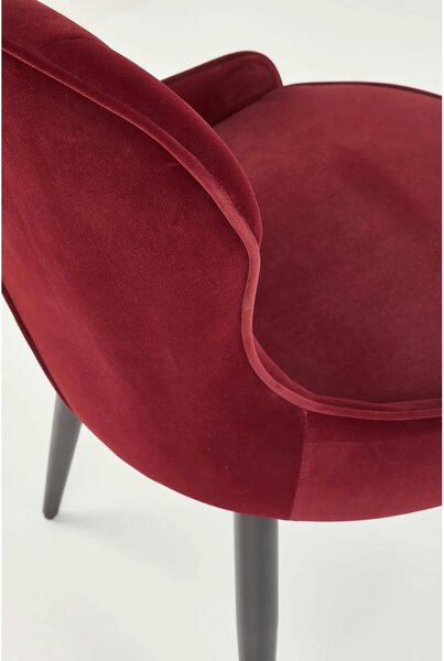 Scaun bucatarie visiniu/negru K366, stofa catifelata/metal, 52x58x92 c