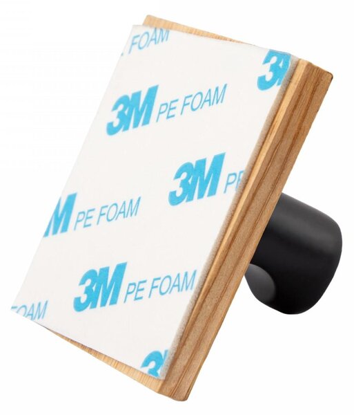Erga Ozi, cârlige autoadezive pentru prosoape fără găurire, 4 buc, 5×5 cm, bambus / negru mat, ERG-YKA-CH.OZI4-BLK