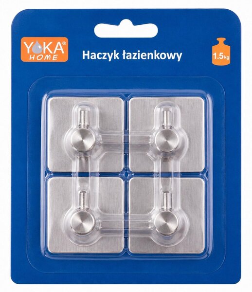Erga Pad, cârlige autoadezive pentru prosoape fără găurire, 4 buc, 4,5×4,5 cm, oțel periat, ERG-YKA-CH.PAD4-CHR