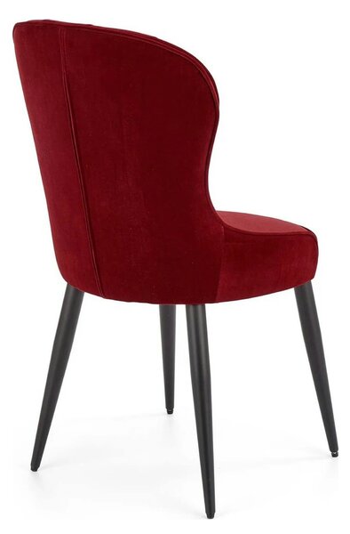 Scaun bucatarie visiniu/negru K366, stofa catifelata/metal, 52x58x92 c