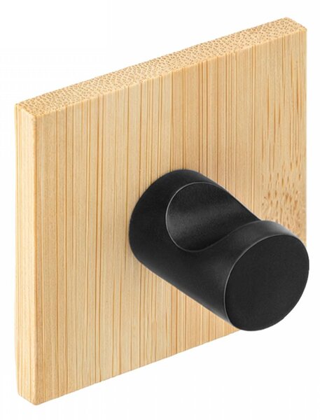 Erga Ozi, cârlige autoadezive pentru prosoape fără găurire, 4 buc, 5×5 cm, bambus / negru mat, ERG-YKA-CH.OZI4-BLK