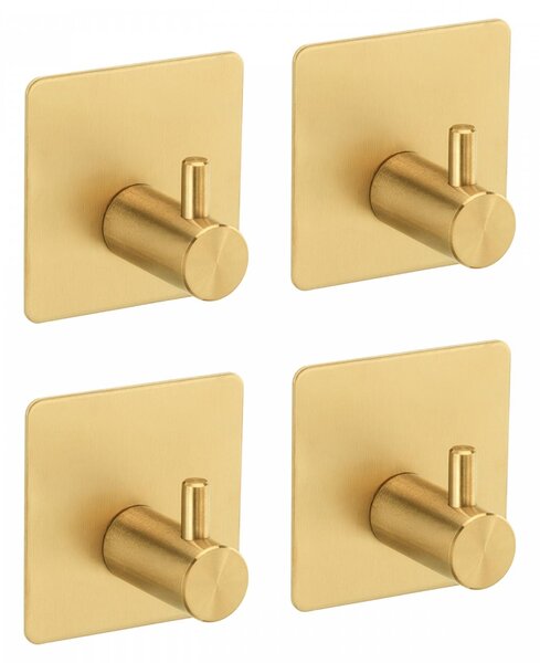Erga Pad, cârlige autoadezive pentru prosoape fără găurire, 4 buc, 4,5×4,5 cm, auriu mat, ERG-YKA-CH.PAD4-GLD