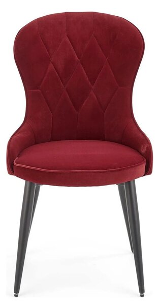 Scaun bucatarie visiniu/negru K366, stofa catifelata/metal, 52x58x92 c