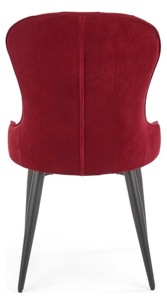 Scaun bucatarie visiniu/negru K366, stofa catifelata/metal, 52x58x92 c