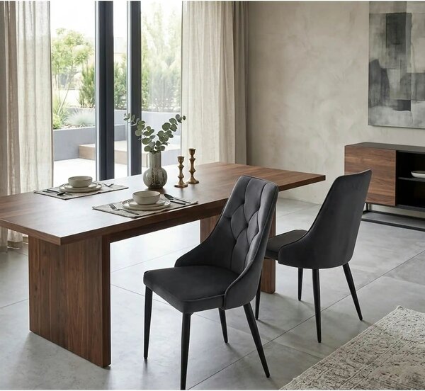 Scaun K365, gri/negru, stofa catifelata/metal, 52x57x90 cm