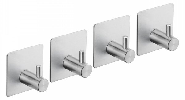 Erga Pad, cârlige autoadezive pentru prosoape fără găurire, 4 buc, 4,5×4,5 cm, oțel periat, ERG-YKA-CH.PAD4-CHR
