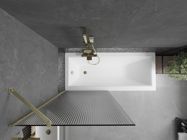 Mexen Next, paravan de baie cu 1 aripă 80 x 150 cm, nervuri de sticlă de 6 mm, auriu mat, 895-080-000-00-09-55
