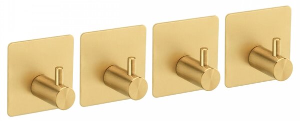 Erga Pad, cârlige autoadezive pentru prosoape fără găurire, 4 buc, 4,5×4,5 cm, auriu mat, ERG-YKA-CH.PAD4-GLD