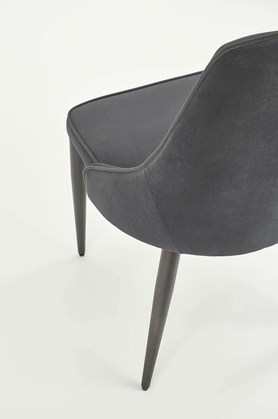 Scaun K365, gri/negru, stofa catifelata/metal, 52x57x90 cm
