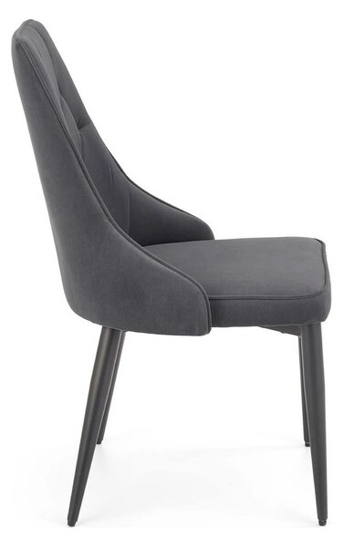 Scaun K365, gri/negru, stofa catifelata/metal, 52x57x90 cm
