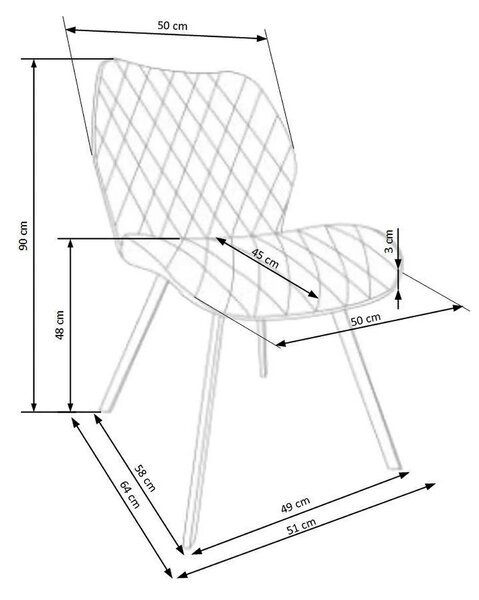 Scaun K360 bej/negru, stofa clasica/metal, 51x64x90 cm