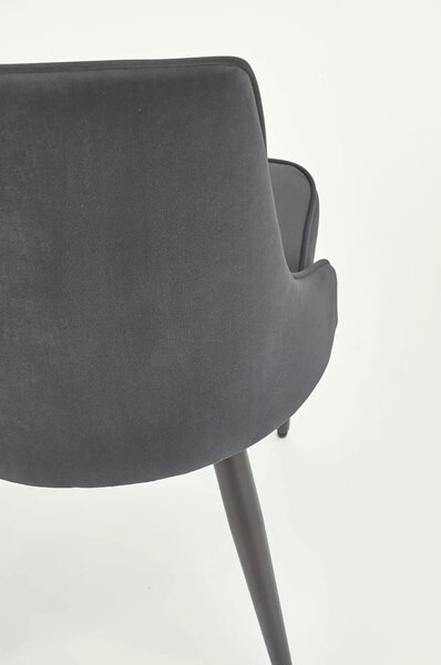 Scaun K365, gri/negru, stofa catifelata/metal, 52x57x90 cm