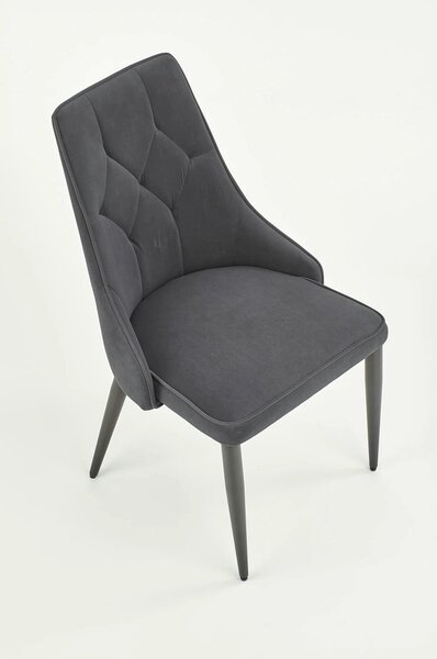 Scaun K365, gri/negru, stofa catifelata/metal, 52x57x90 cm