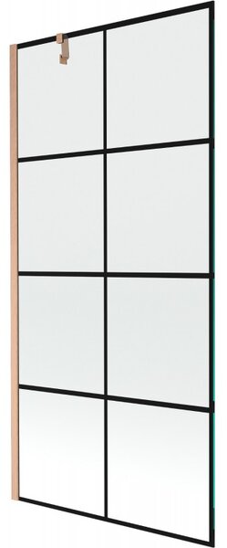 Mexen Next, paravan de baie cu 1 aripă 90 x 150 cm, sticlă transparentă de 6 mm - model negru, cupru mat, 895-090-000-00-70-77