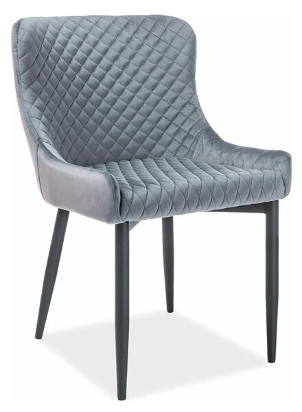 Scaun de dining COLIN B, gri/negru, stofa catifelata/metal, 52x45x82 c