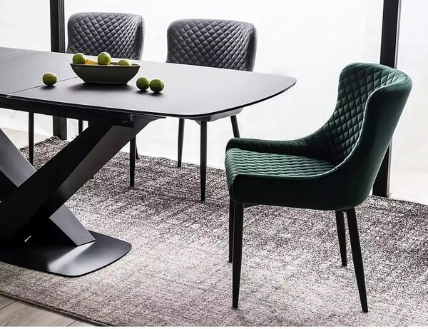 Scaun de dining COLIN B, gri/negru, stofa catifelata/metal, 52x45x82 c