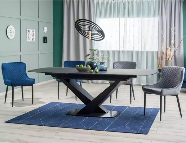 Scaun de dining COLIN B, gri/negru, stofa catifelata/metal, 52x45x82 c