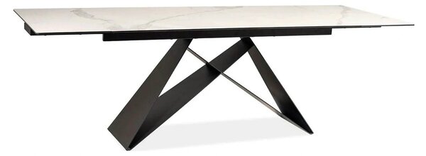 Masa moderna dining WESTIN III, alb/negru, ceramica/metal, 160-240x90x