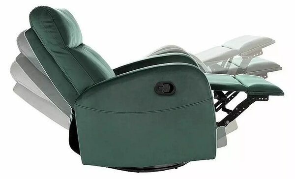 Fotoliu recliner OLIMP, verde inchis/negru, stofa catifelata/metal, 72