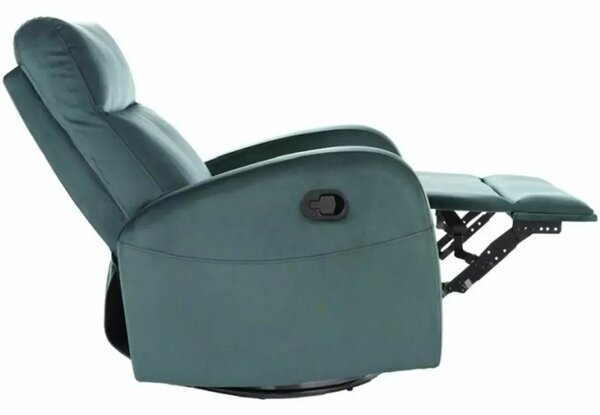 Fotoliu recliner OLIMP, verde inchis/negru, stofa catifelata/metal, 72