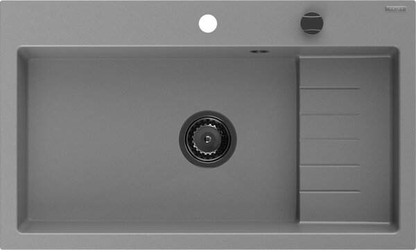 Mexen Omar, chiuveta granit cu 1 camera 800x480x210 mm, gri, sifon grafit, 6520801005-71-B