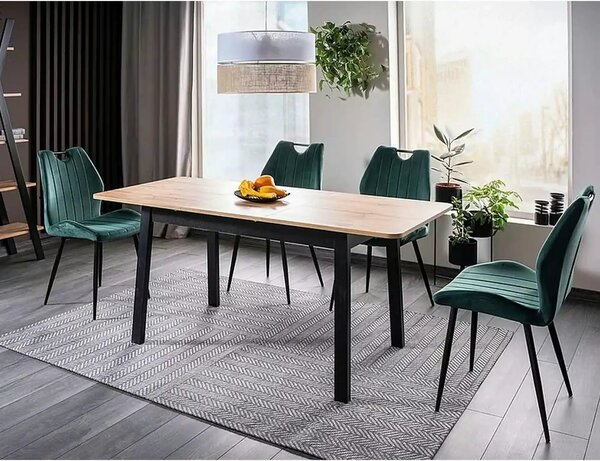 Scaun bucatarie elegant ARCO, verde inchis/negru, stofa/metal, 51x46x9