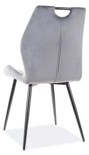 Scaun bucatarie elegant ARCO, gri/negru, stofa catifelata/metal, 51x46