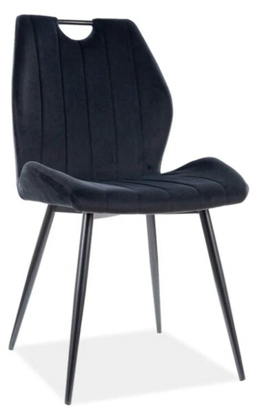 Scaun tapitat ARCO, negru, stofa/metal, 52x44x92 cm