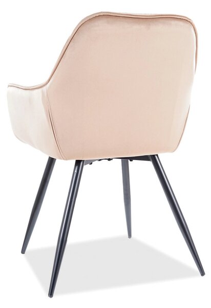 Scaun tapitat modern CHERRY, bej/negru, stofa catifelata/metal, 57x58x