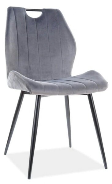 Scaun bucatarie elegant ARCO, gri/negru, stofa catifelata/metal, 51x46