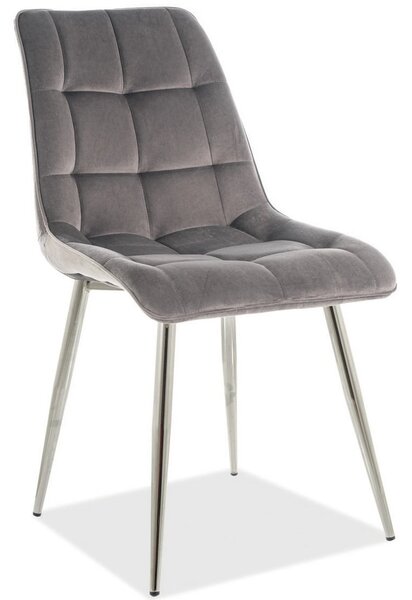 Scaun CHIC, gri/crom, stofa catifelata/metal, 50x58x88 cm