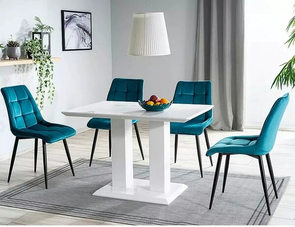 Scaun CHIC, turcoaz/negru, stofa catifelata/metal, 50x58x88 cm