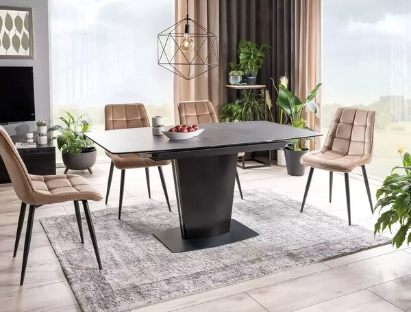 Scaun tapitat stofa CHIC, bej, catifea/metal, 50x58x88 cm